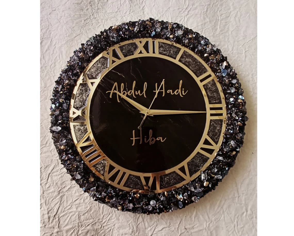Chocolate Brown Marble Resin Wall Clock