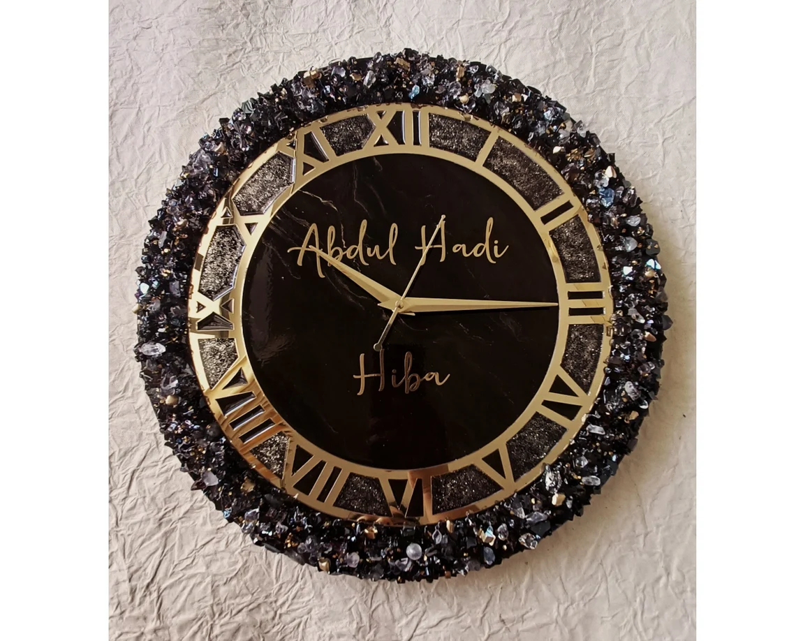 Chocolate Brown Marble Resin Wall Clock